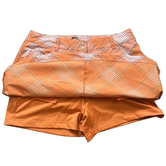 Slazenger Womens Orange Golf Mini Skort Plaid Size 8 5-Pockets A121 - Picture 5 of 8